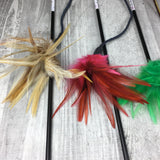 Feathers on a Leather String Cat Teaser Toy