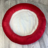 Red & white minky bed
