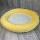 Yellow & white minky bed