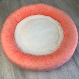 Peach & white minky bed