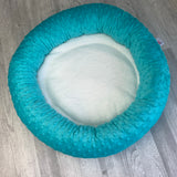 Sea turquoise & white minky bed