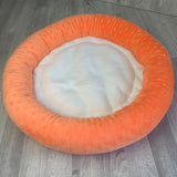 Orange & white minky bed