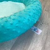 Turquoise minky bed