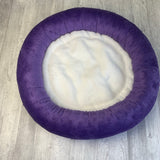 Purple & white minky bed