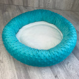 Sea turquoise & white minky bed