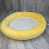 Yellow & white minky bed