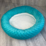 Sea turquoise & white minky bed