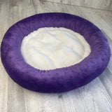 Purple & white minky bed