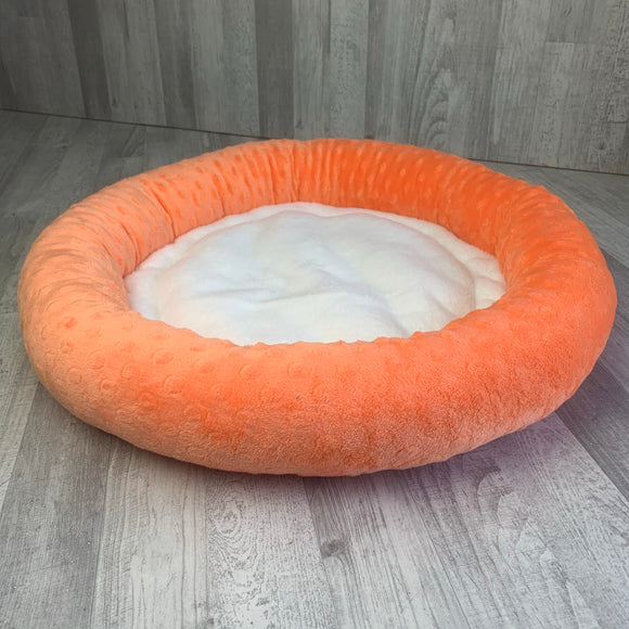 Orange & white minky bed