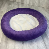 Purple & white minky bed