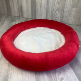 Red & white minky bed