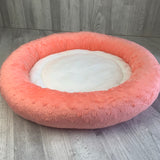 Peach & white minky bed