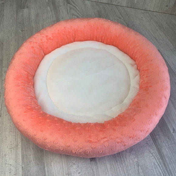 Peach & white minky bed