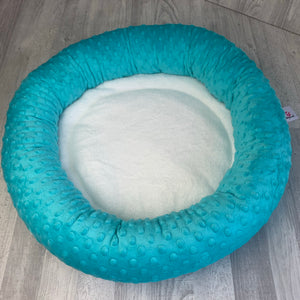 Sea turquoise & white minky bed