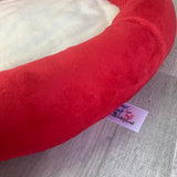 Red & white minky bed